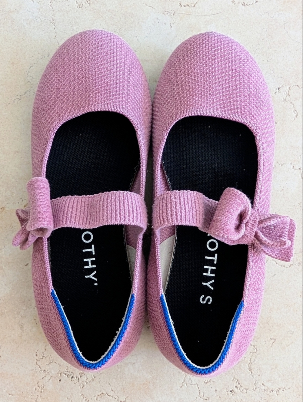 Rothy's Girls Pink Knit Mary Jane with Bow